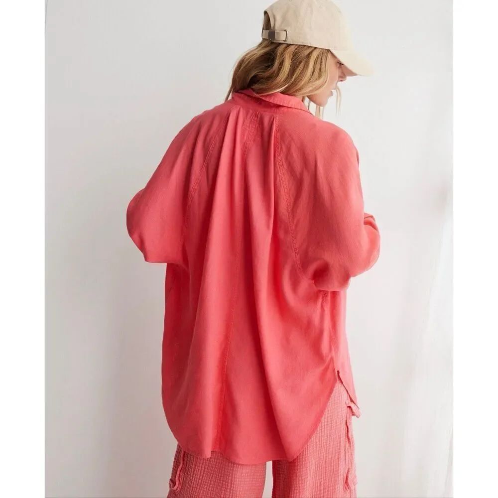 Aerie the linen blend coverup shirt lightweight oversized button down - Picture 3 of 12